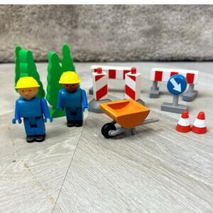 Lot of Woody Click Figures Accessories Wheelbarrow Signs Hape Wooden Toys